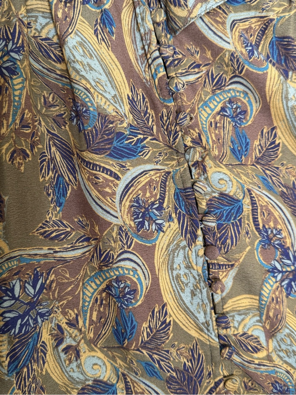 Free People Paisley Modern Muse Button Down Top Size L Sheer Boho Feminine - Picture 8 of 11